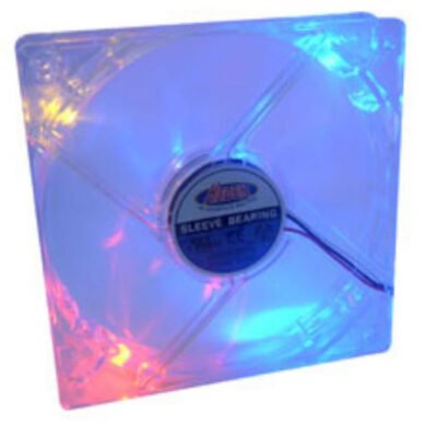Ventilateur de 8CM transparent lumineux en 3 couleurs pour boRtier PC